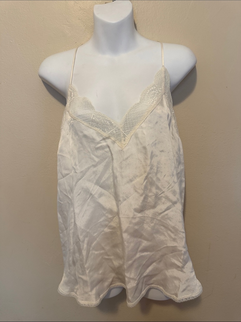 lovestitch Ivory Lace Trim Satin Cami